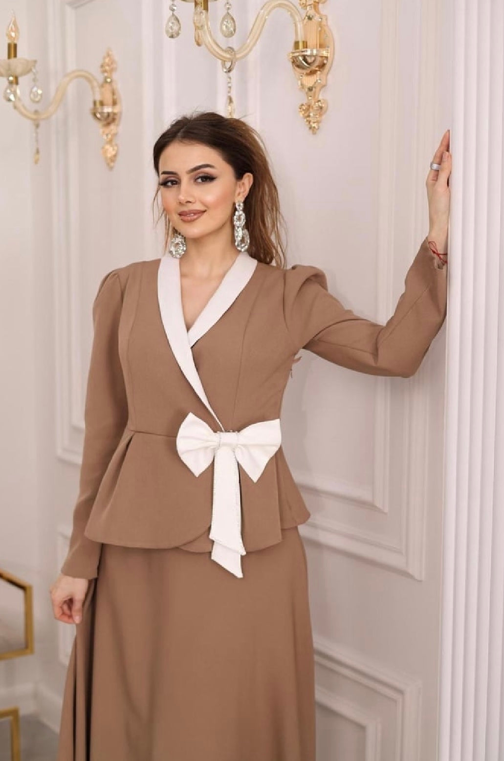 Bow-Tie Peplum Two-Piece Set