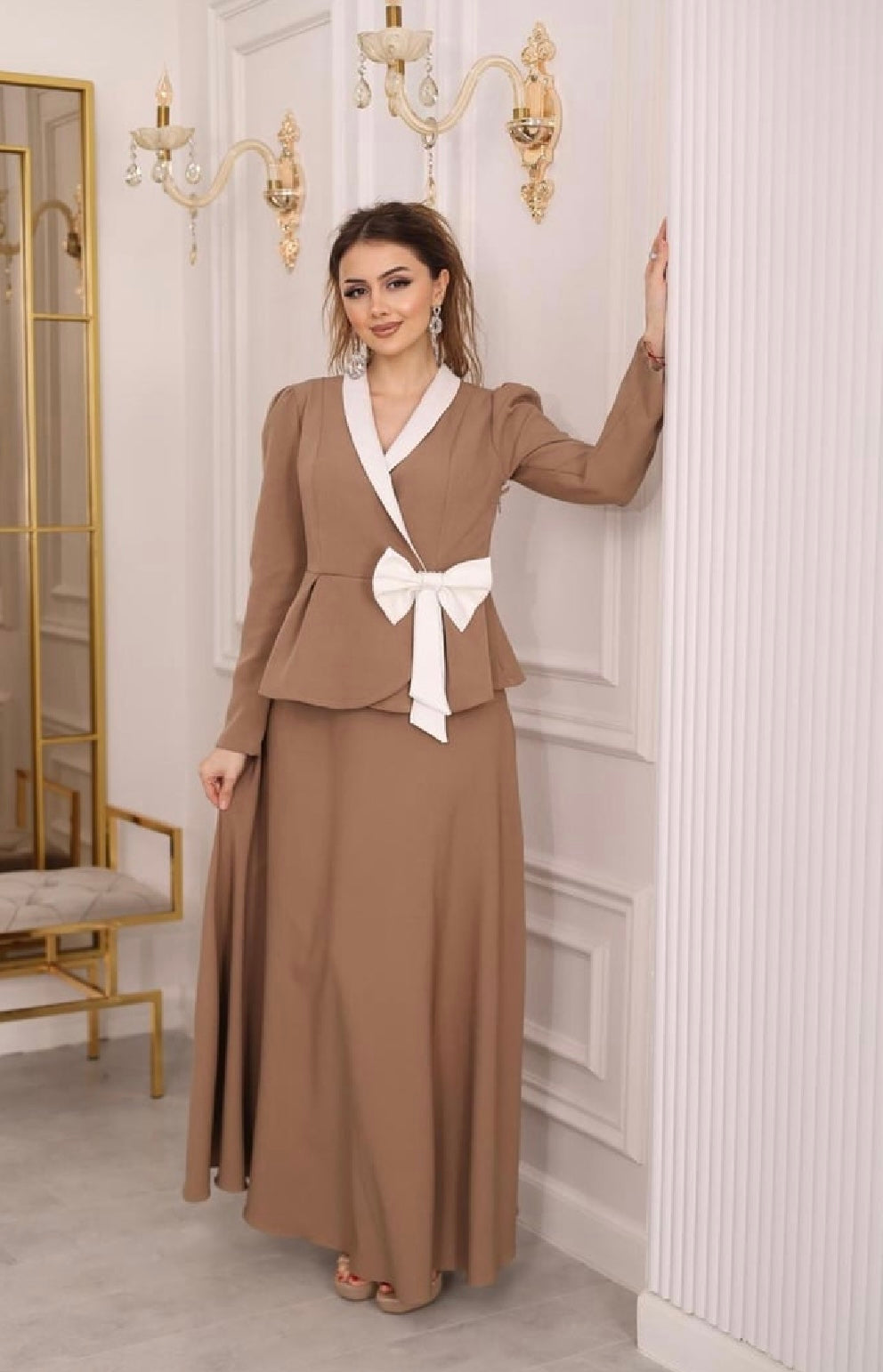 Bow-Tie Peplum Two-Piece Set