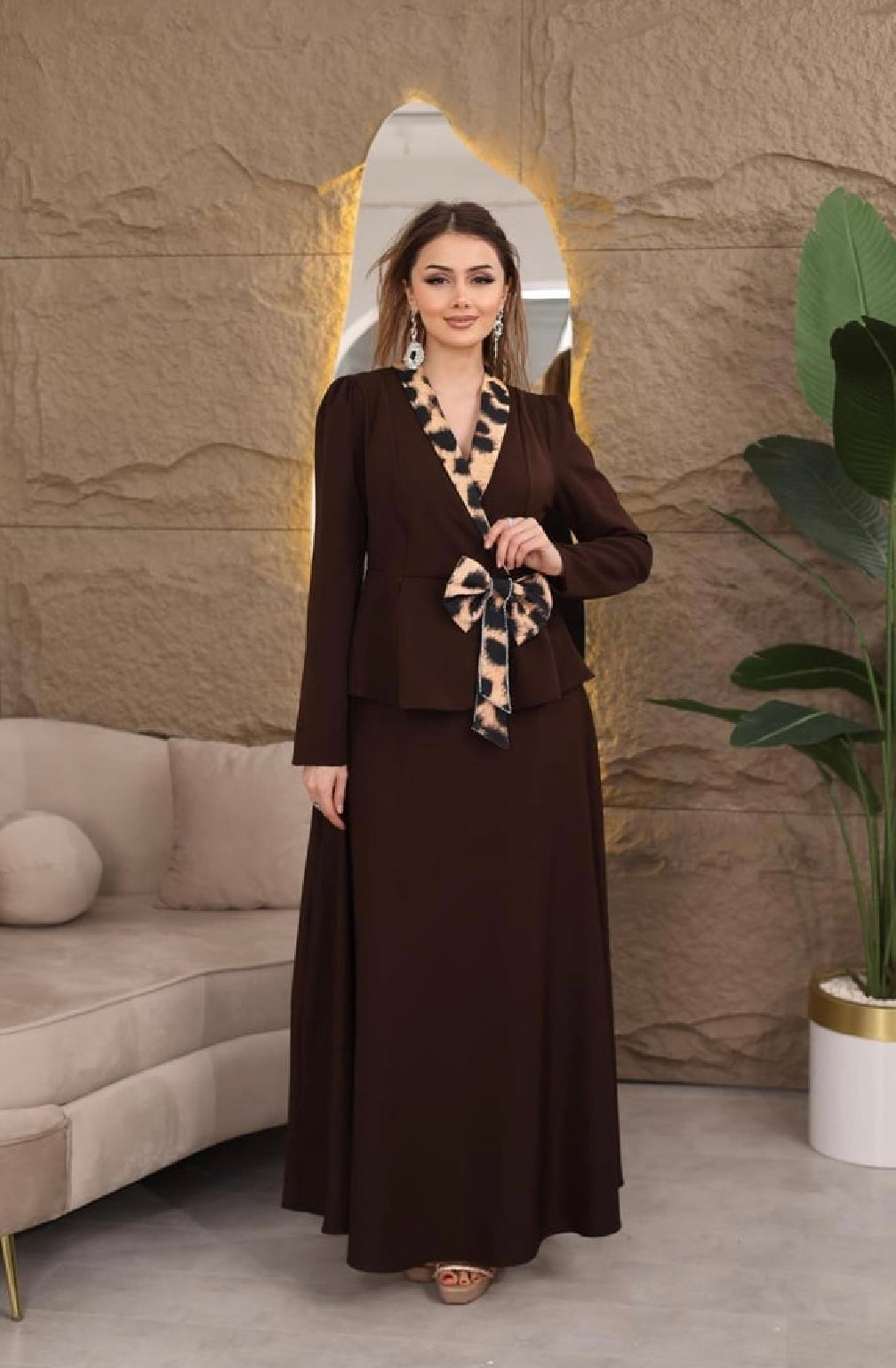Bow-Tie Peplum Two-Piece Set