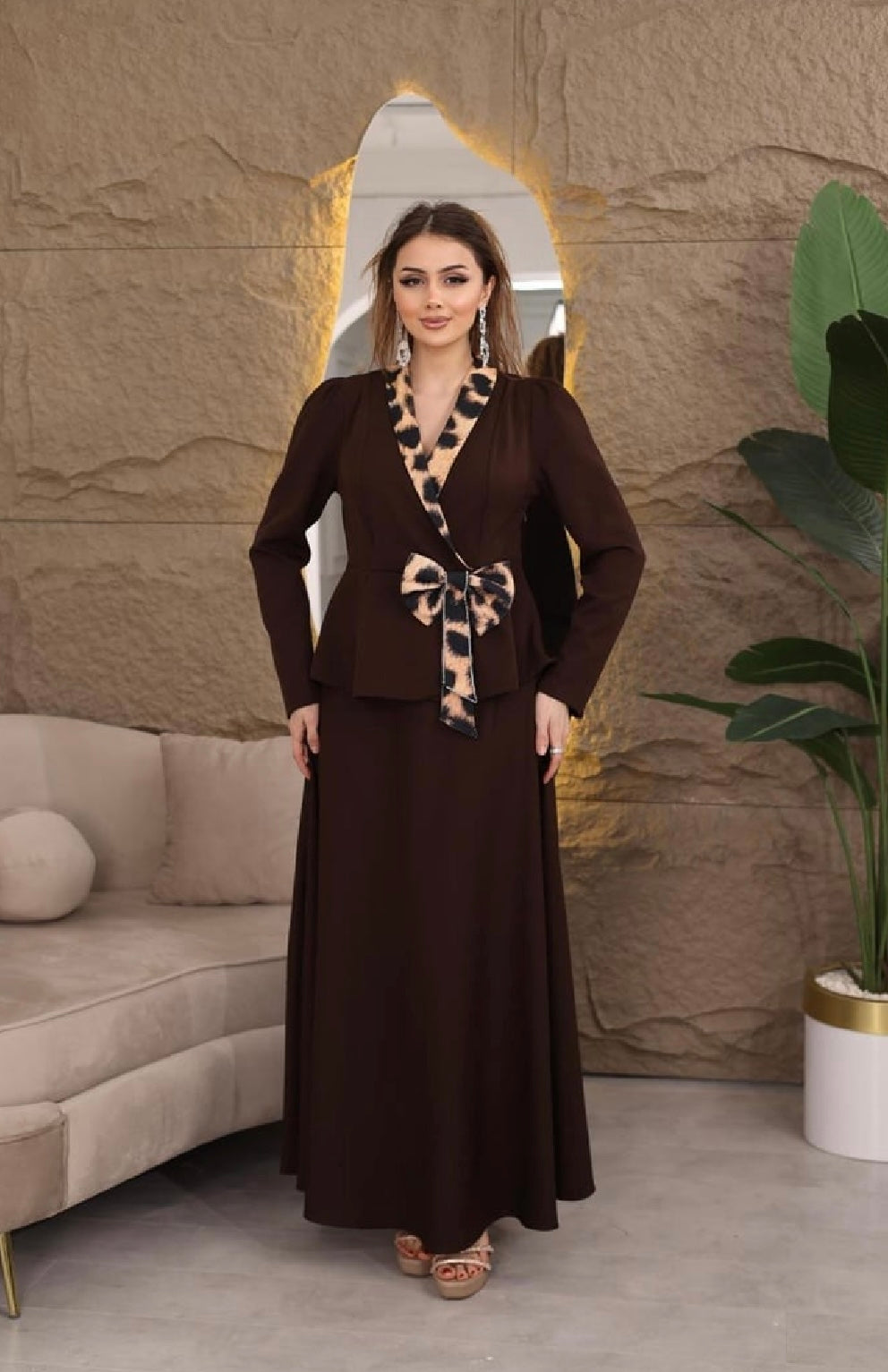 Bow-Tie Peplum Two-Piece Set