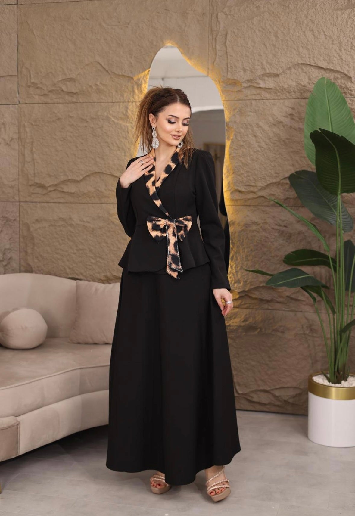 Bow-Tie Peplum Two-Piece Set