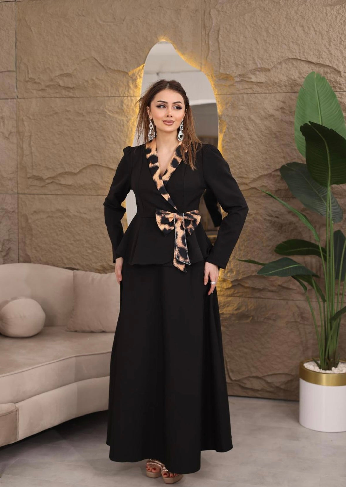 Bow-Tie Peplum Two-Piece Set