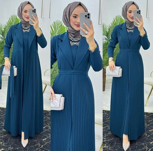 Double Suit Crepe Cardigan-Dress Set