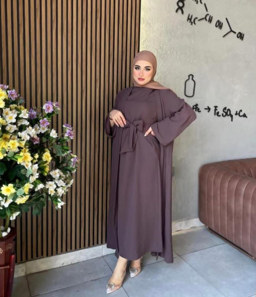 Noor Al-Kahwa – Two-Piece Mocha Abaya Set