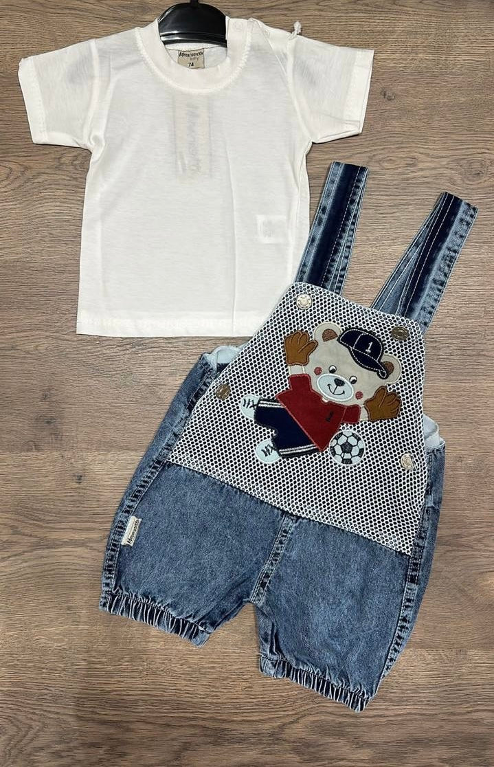 Baby Boys Bear Denim Overall Set