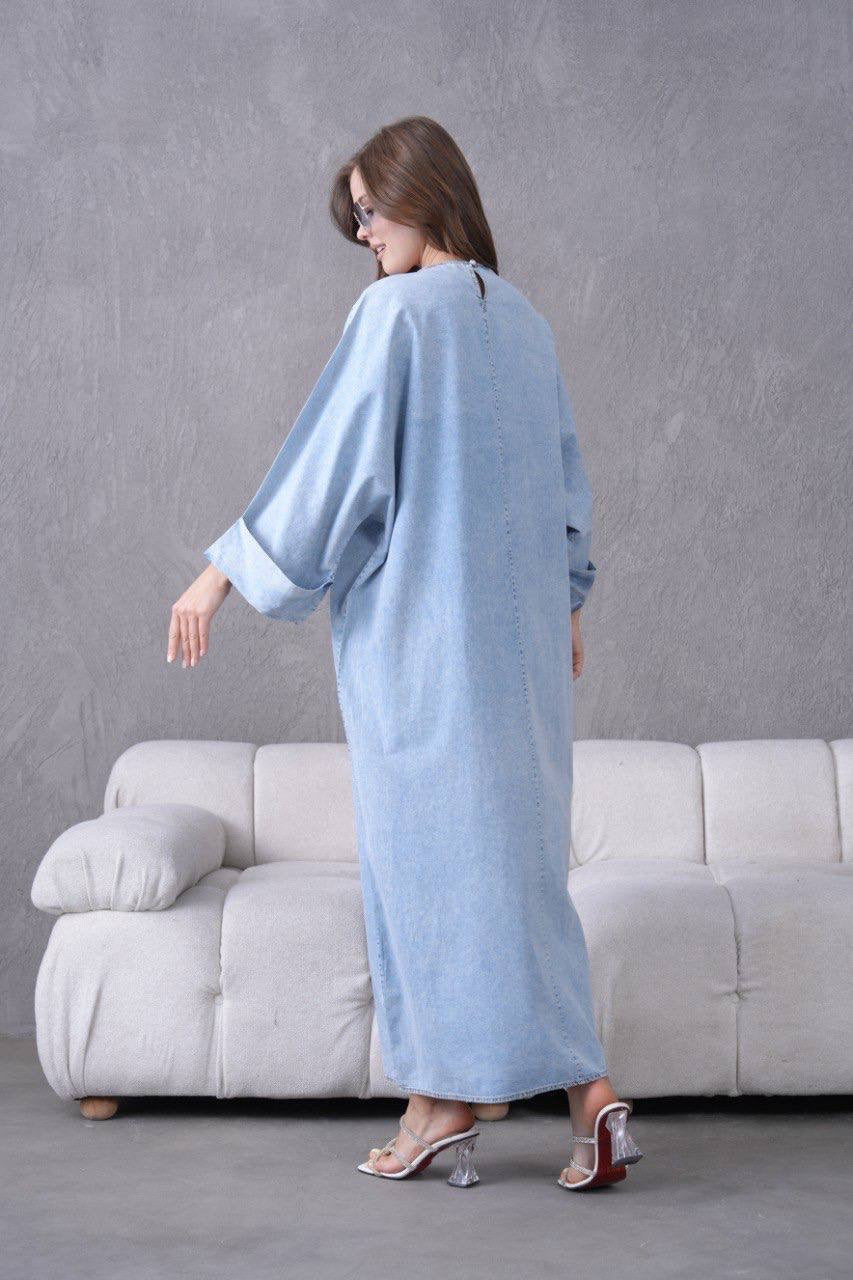 Denim Bloom Abaya