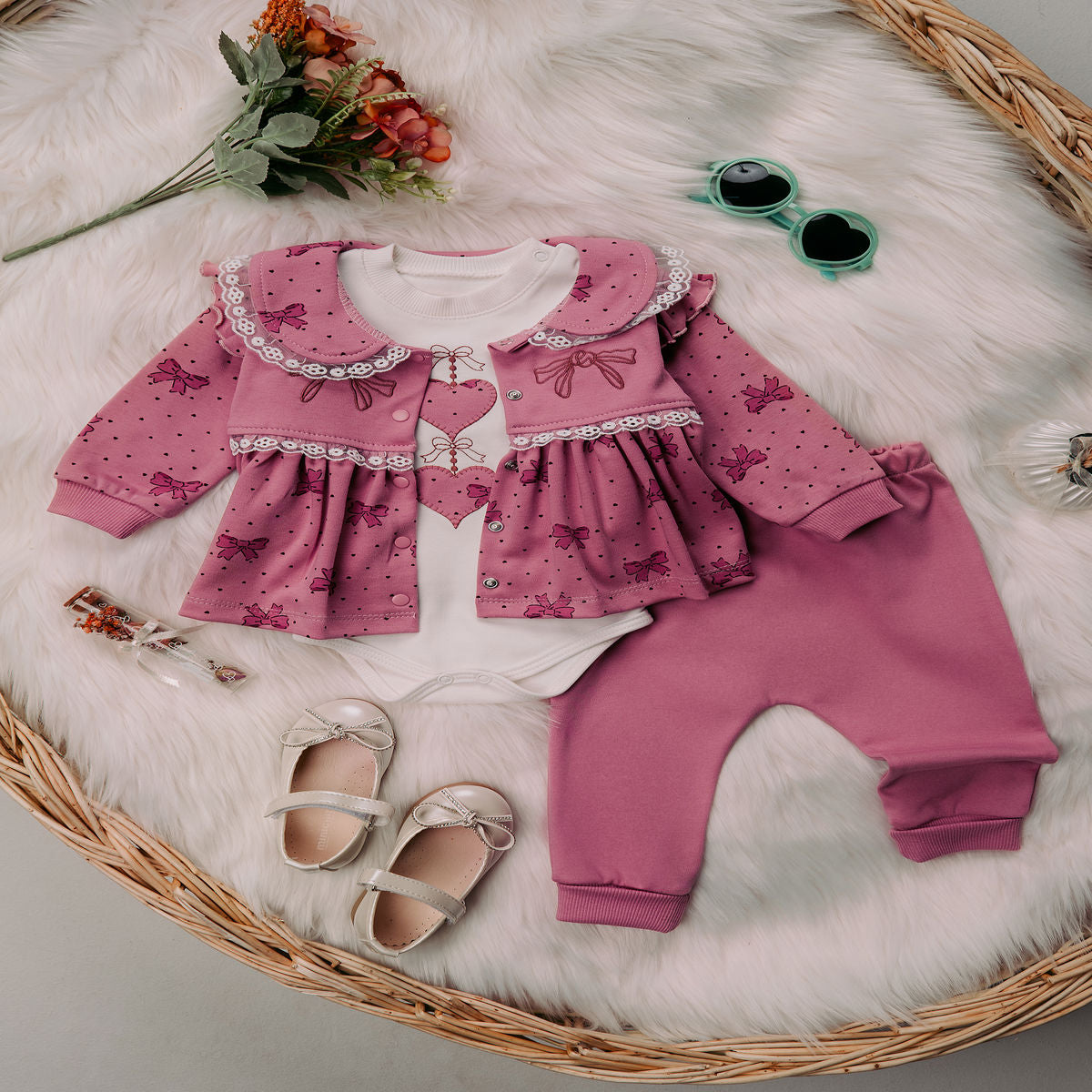 Sweetheart Bow 3-Piece Baby Girl Set