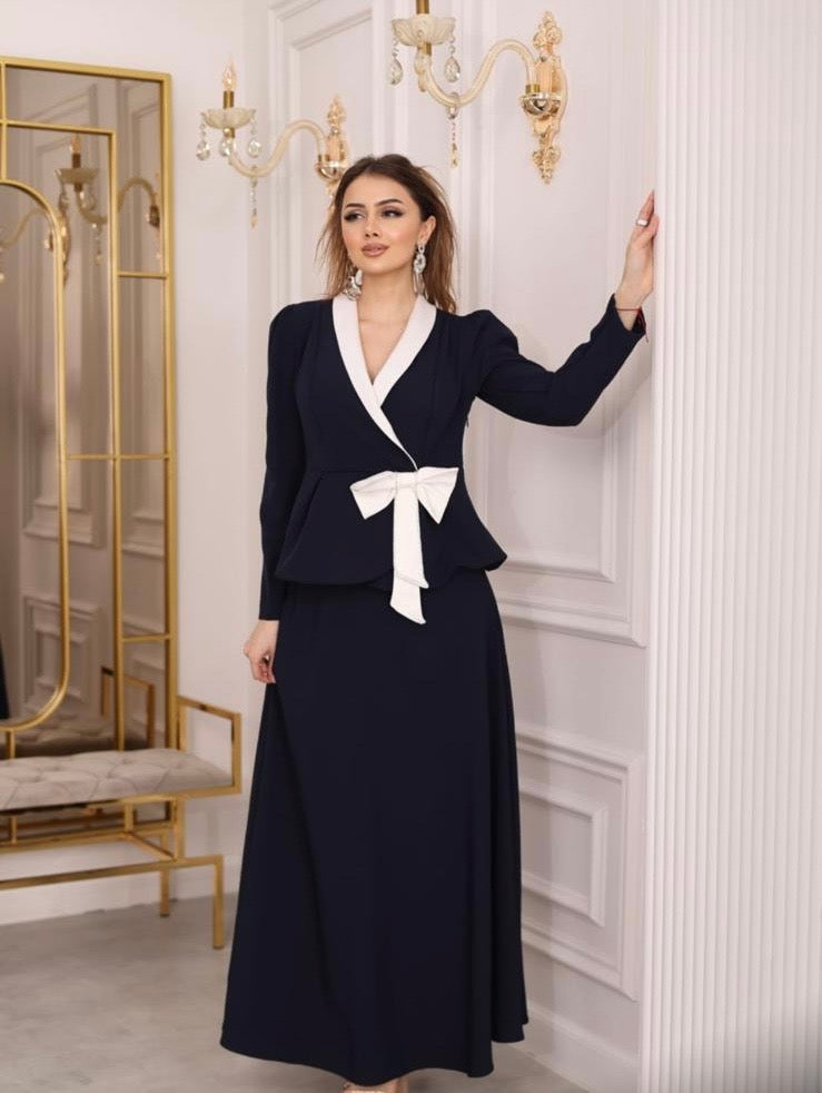 Bow-Tie Peplum Two-Piece Set
