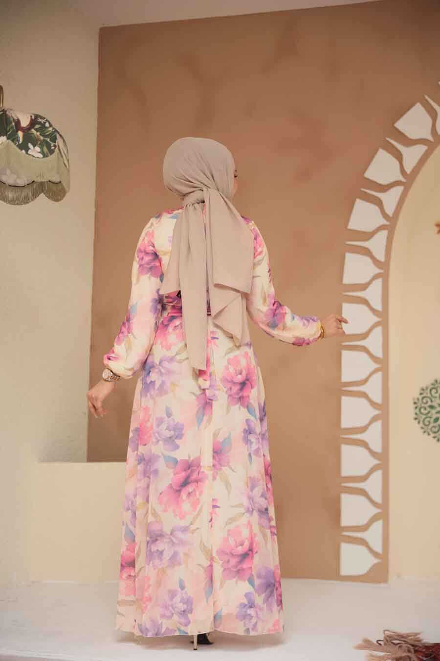Modest Lila Floral Dress
