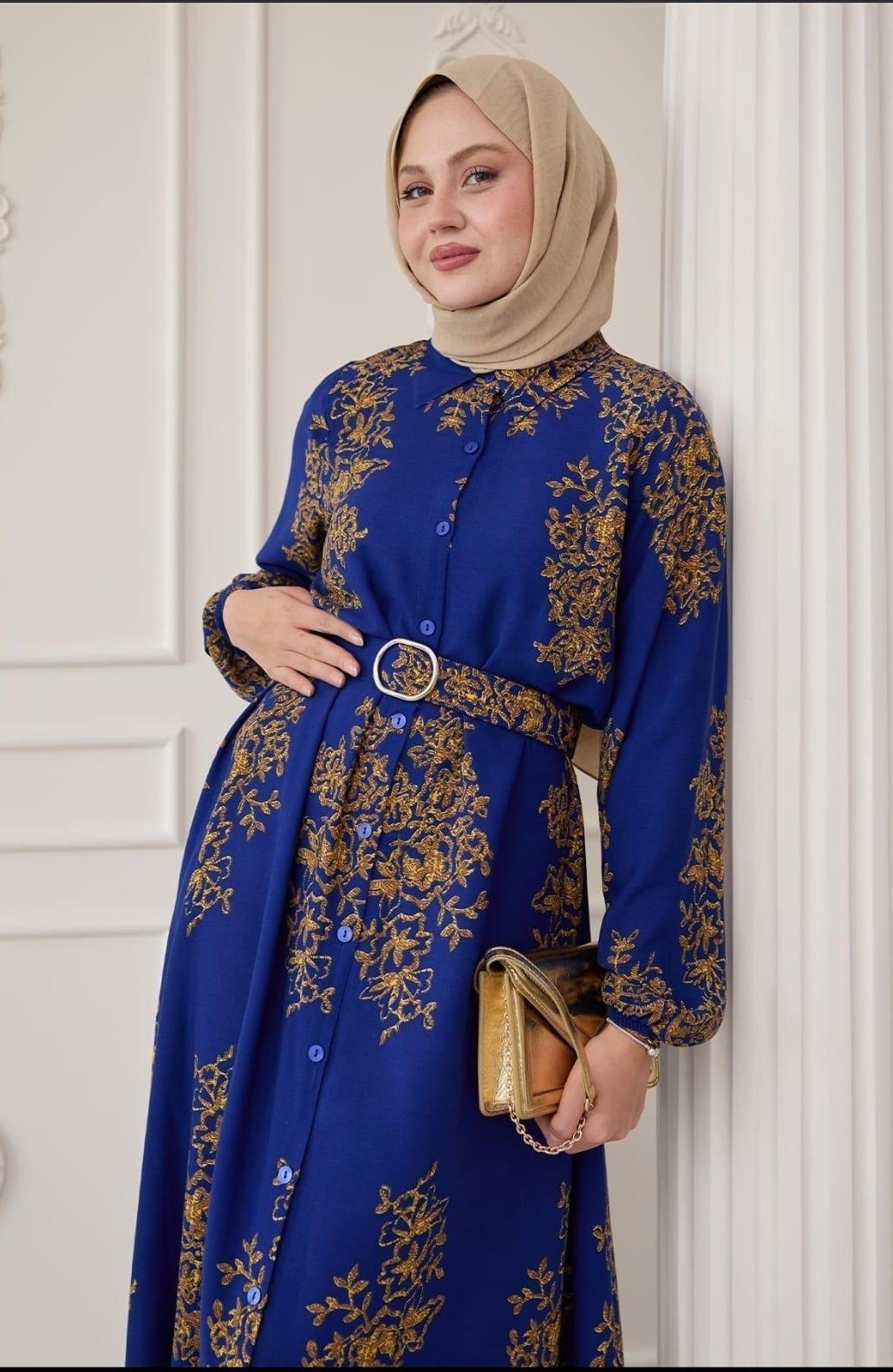 Printed Belted Maxi Dress