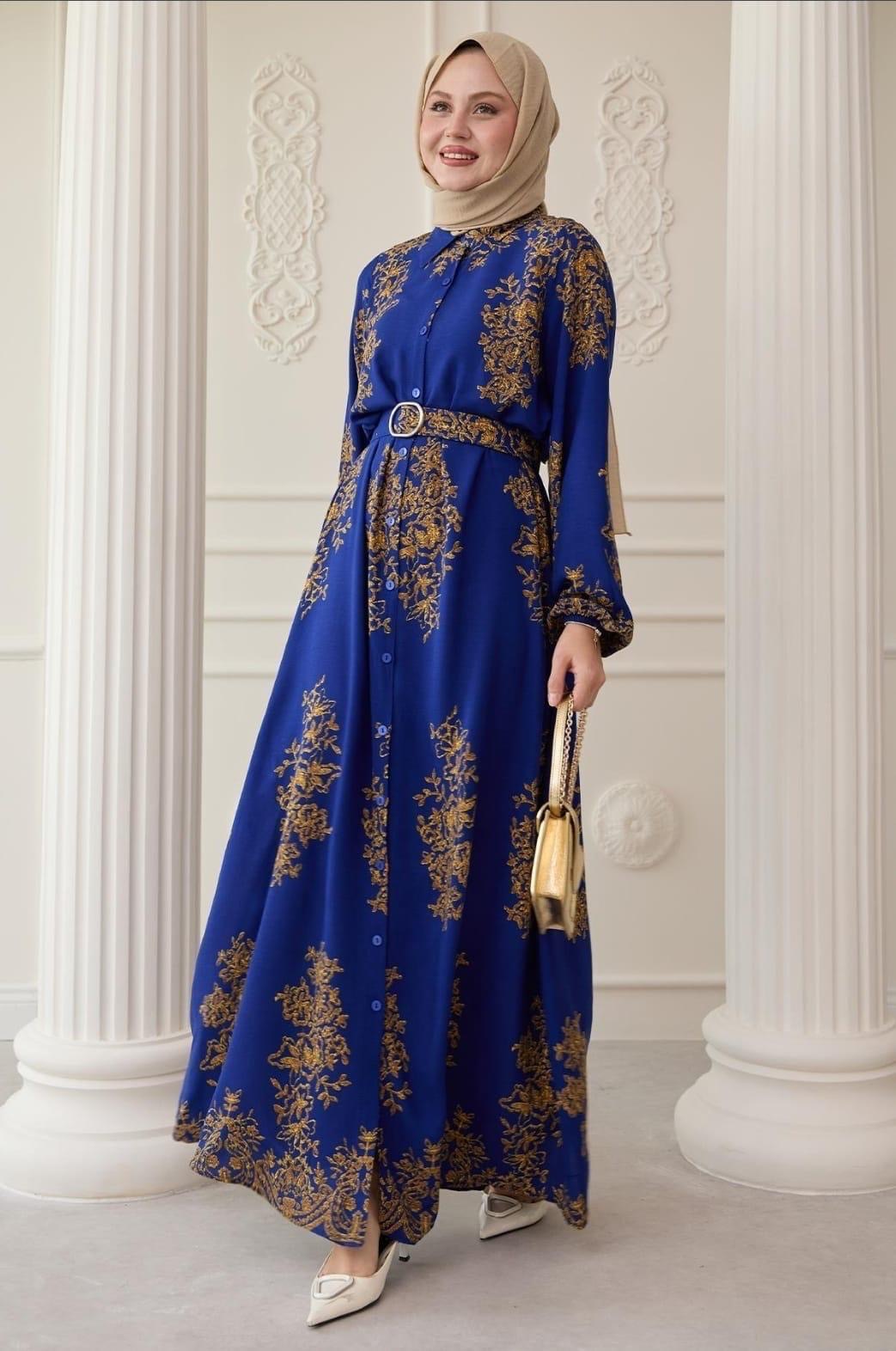 Printed Belted Maxi Dress