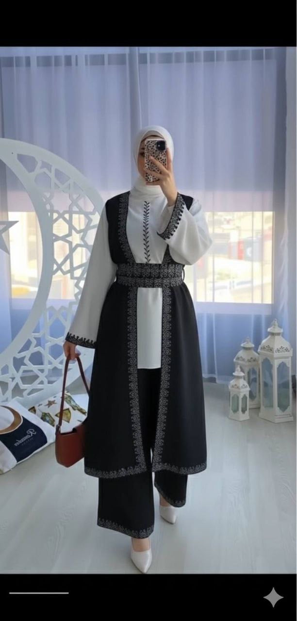 Ayla Embroidered Three-Piece Modest Set