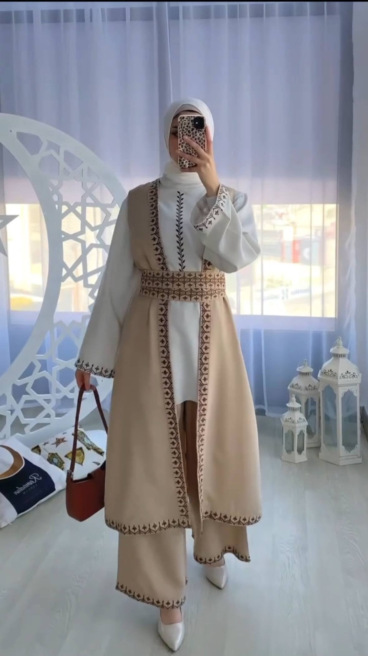 Ayla Embroidered Three-Piece Modest Set
