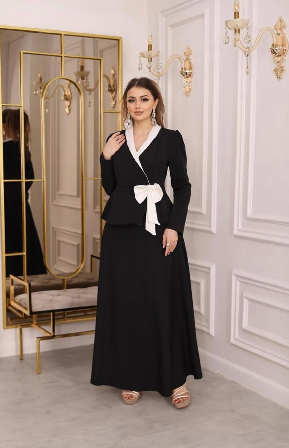 Bow-Tie Peplum Two-Piece Set