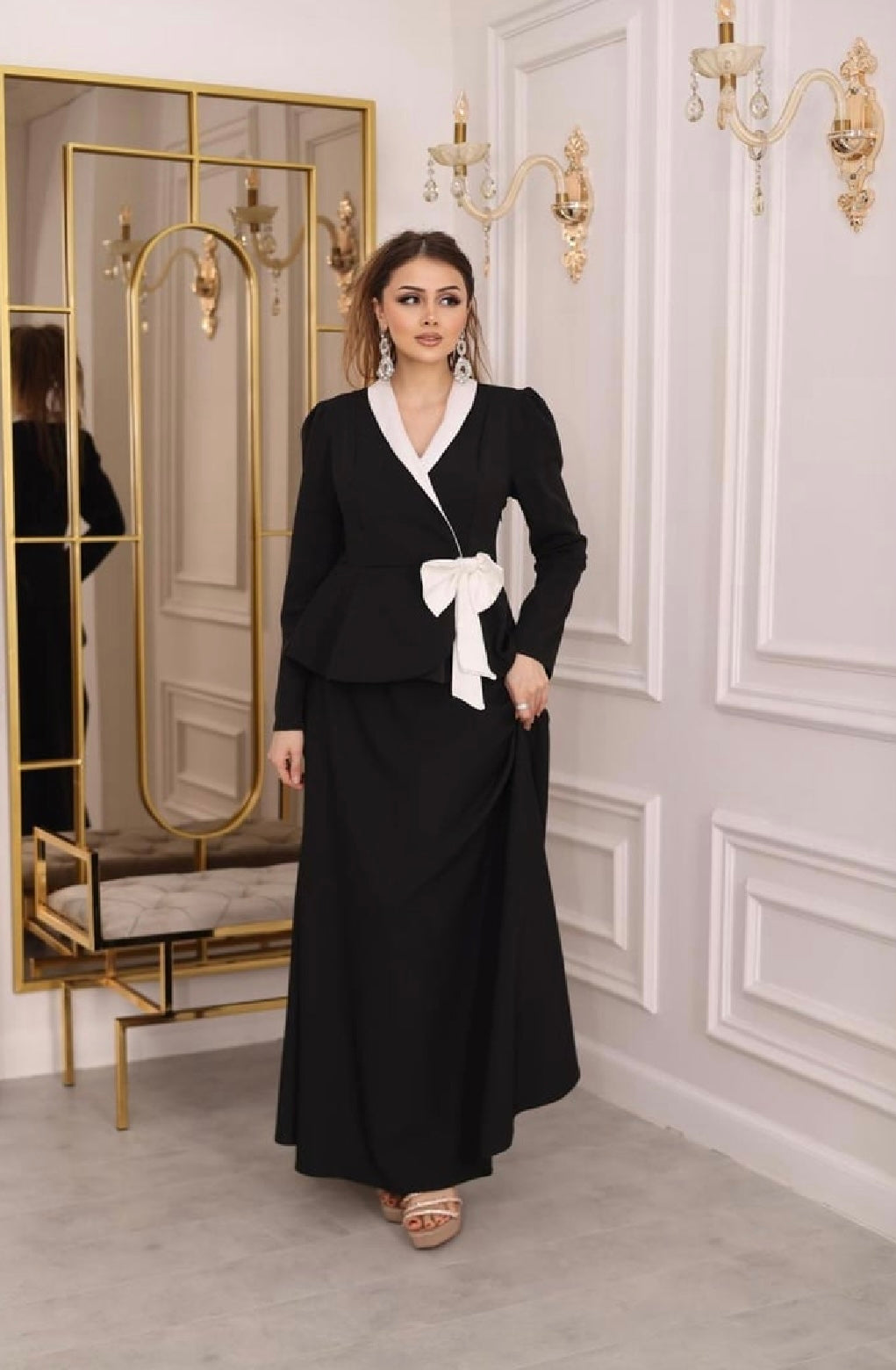 Bow-Tie Peplum Two-Piece Set