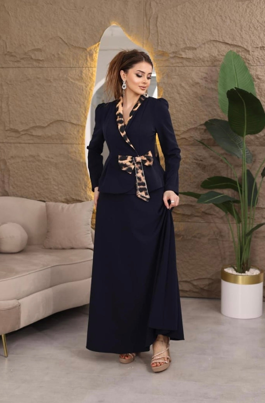 Bow-Tie Peplum Two-Piece Set