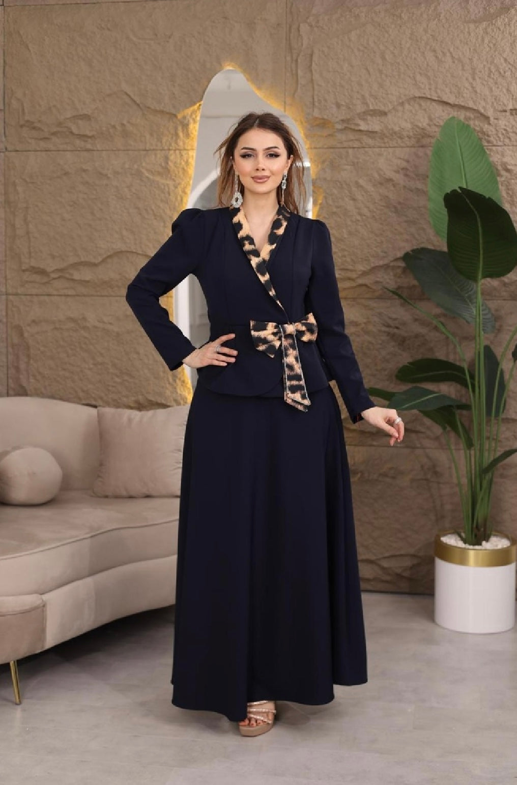Bow-Tie Peplum Two-Piece Set