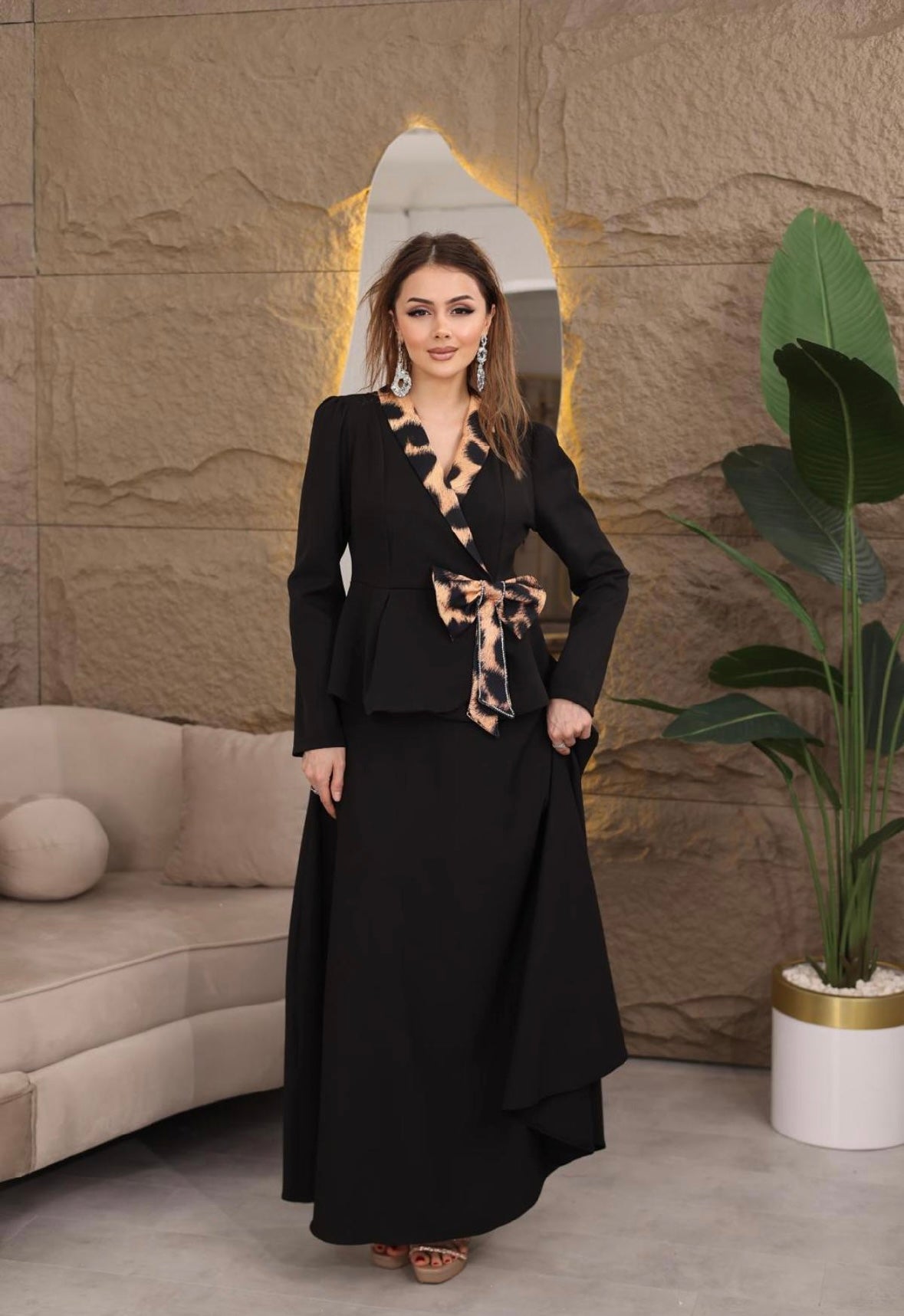 Bow-Tie Peplum Two-Piece Set