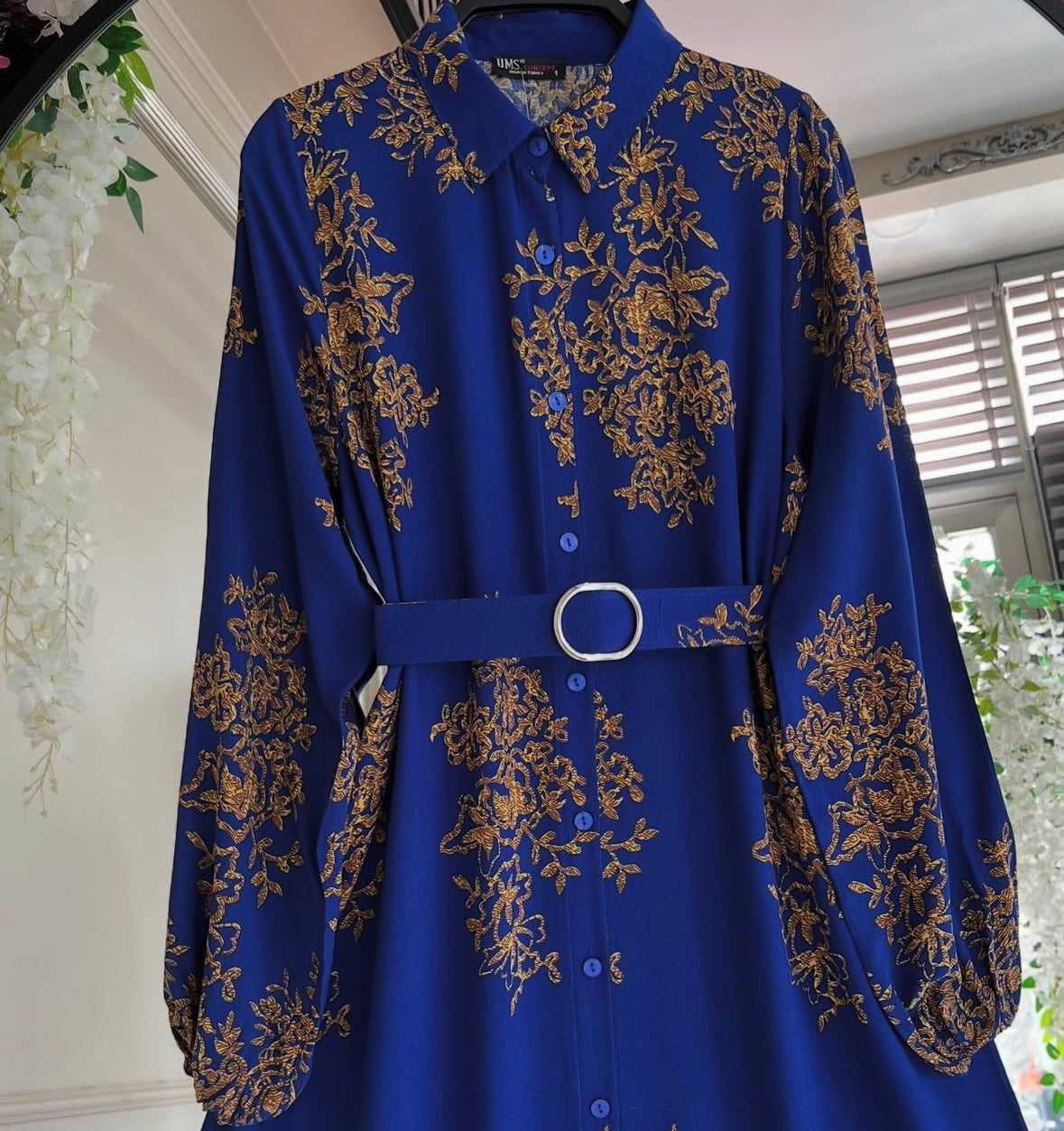 Printed Belted Maxi Dress