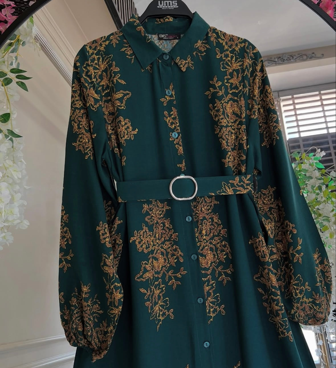 Printed Belted Maxi Dress