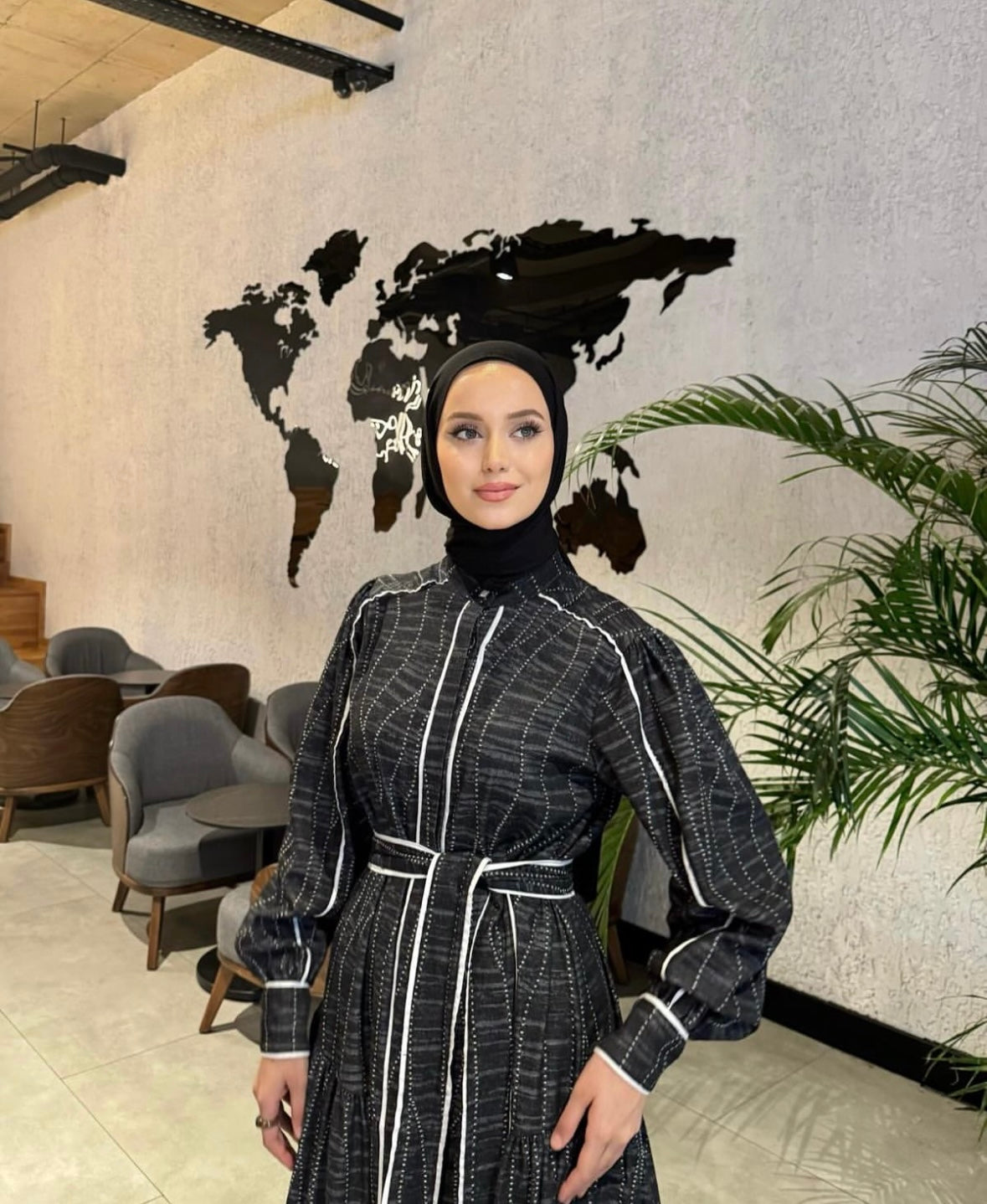 Grid Denim Maxi Dress