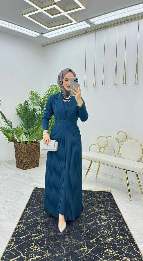 Double Suit Crepe Cardigan-Dress Set