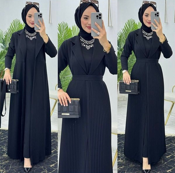 Double Suit Crepe Cardigan-Dress Set
