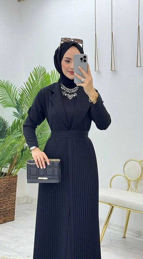 Double Suit Crepe Cardigan-Dress Set