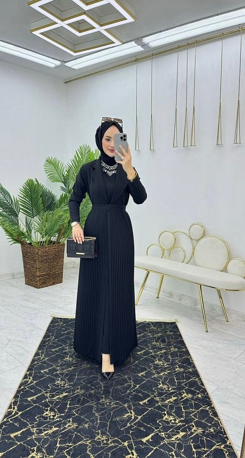 Double Suit Crepe Cardigan-Dress Set