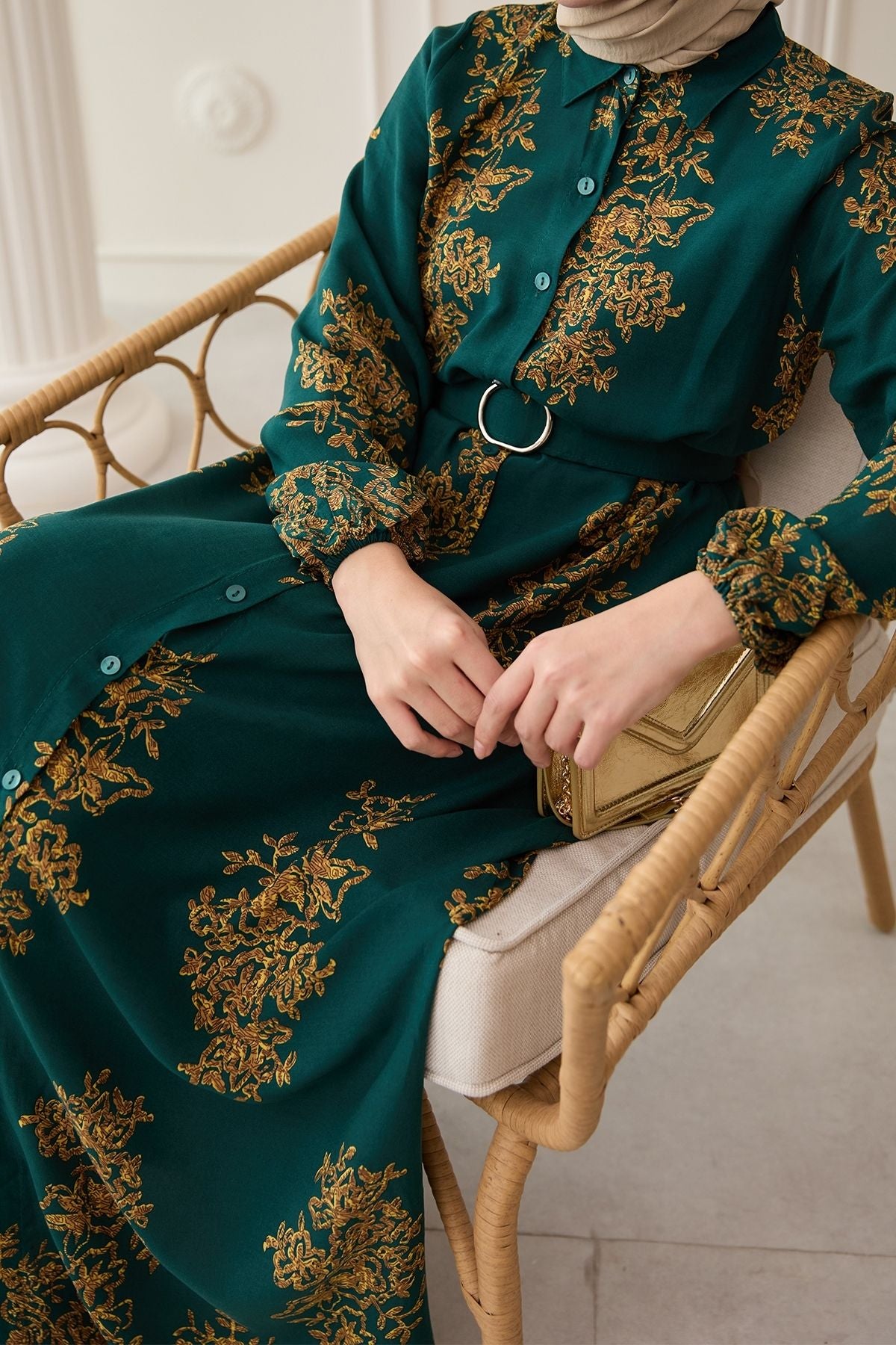 Printed Belted Maxi Dress