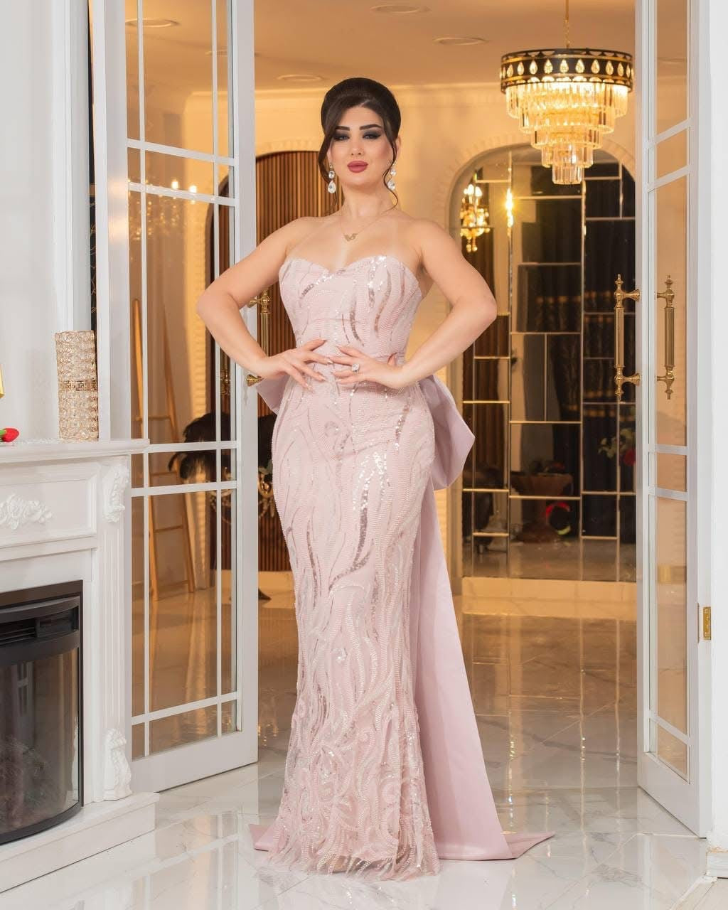 Amira Bow Strapless Gown with Statement Back