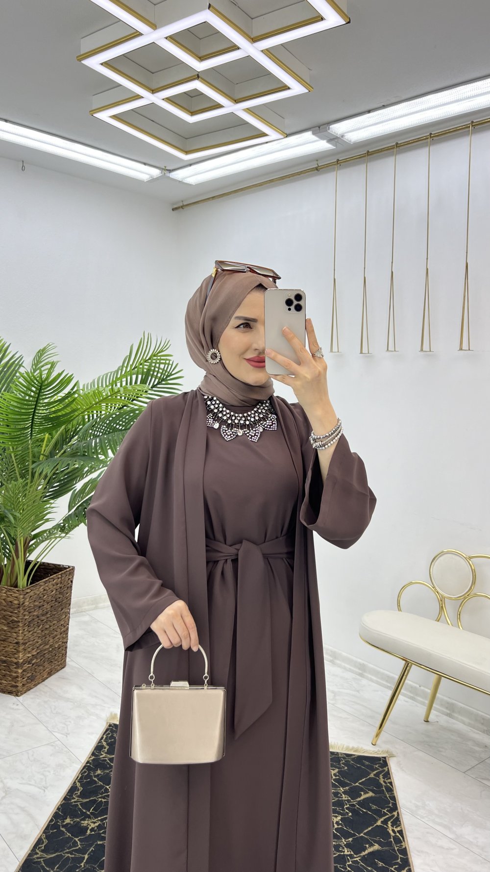 Noor Al-Kahwa – Two-Piece Mocha Abaya Set