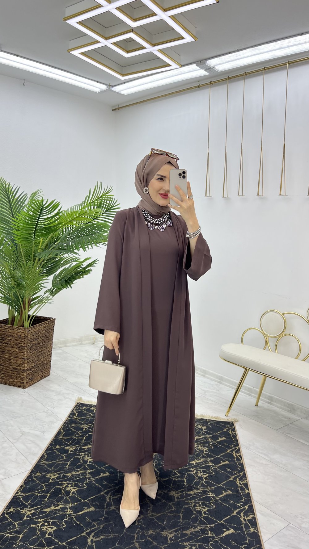 Noor Al-Kahwa – Two-Piece Mocha Abaya Set