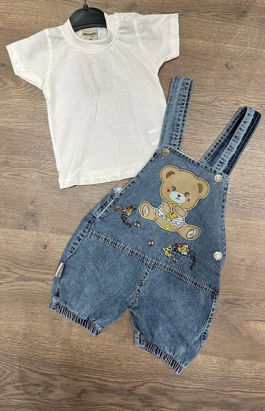 Baby Boys Bear Denim Overall Set
