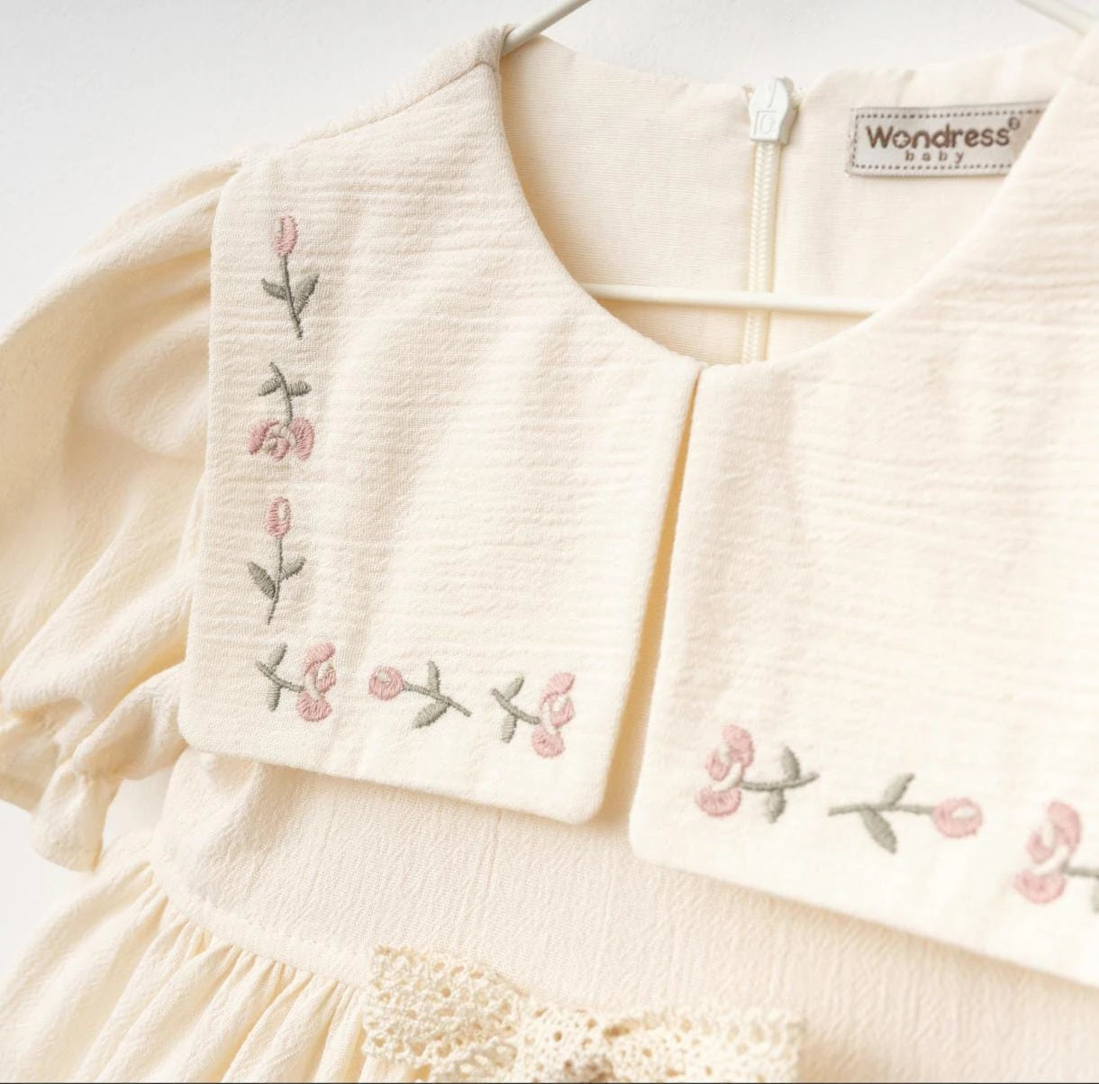 Girls Embroidered Puff Sleeve Dress