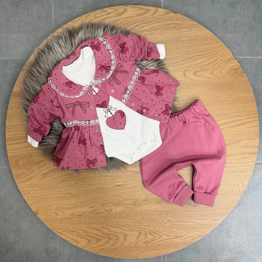 Sweetheart Bow 3-Piece Baby Girl Set