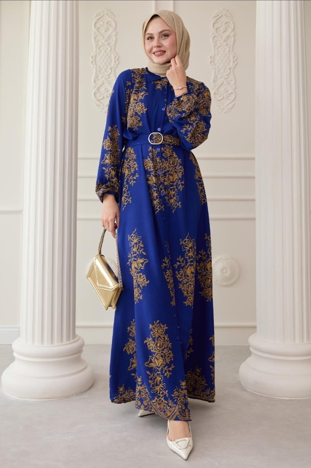 Printed Belted Maxi Dress