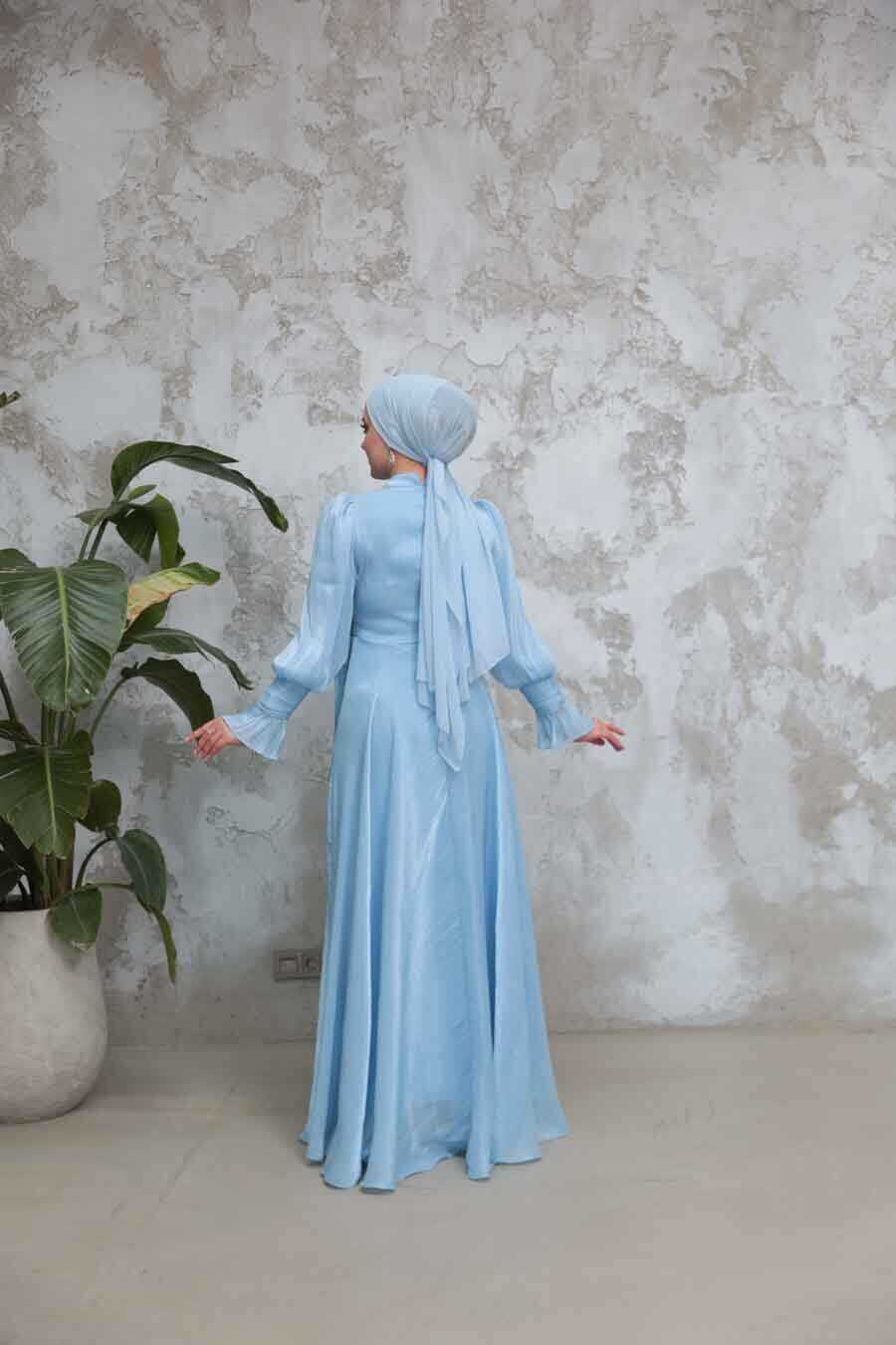 Modest Baby Blue Evening Dress
