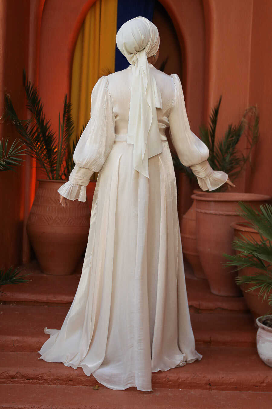 Modest Beige Wedding Dress