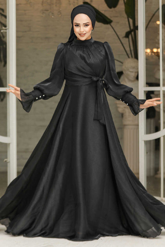 Modest Black Evening Dress