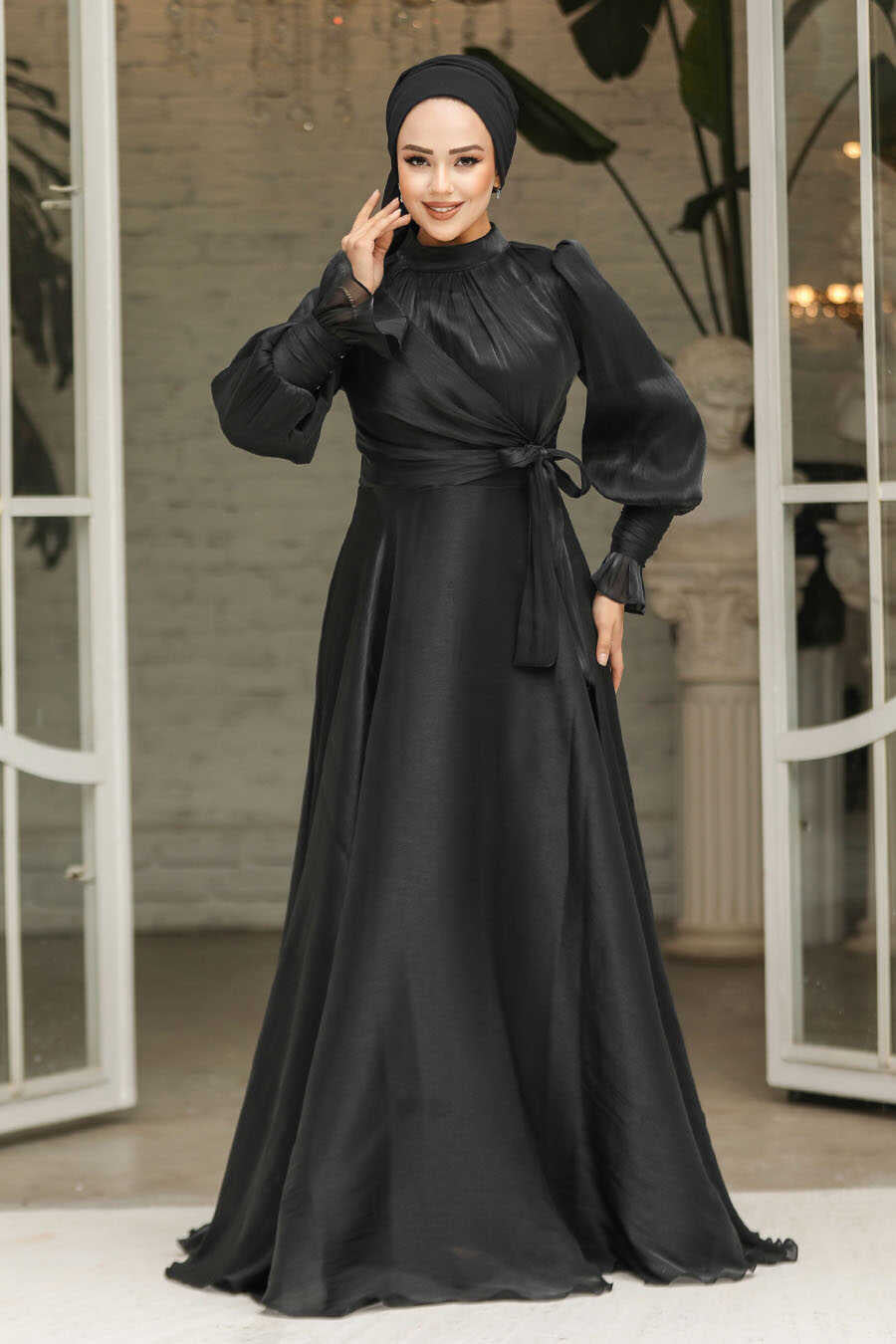 Modest Black Evening Dress