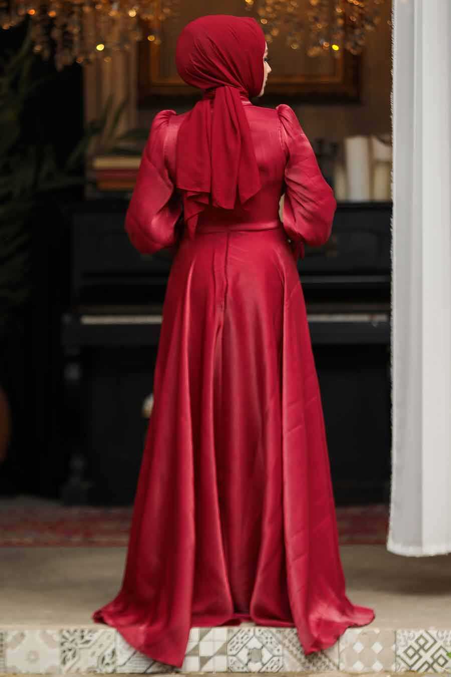 Modest Claret Red Evening Dress