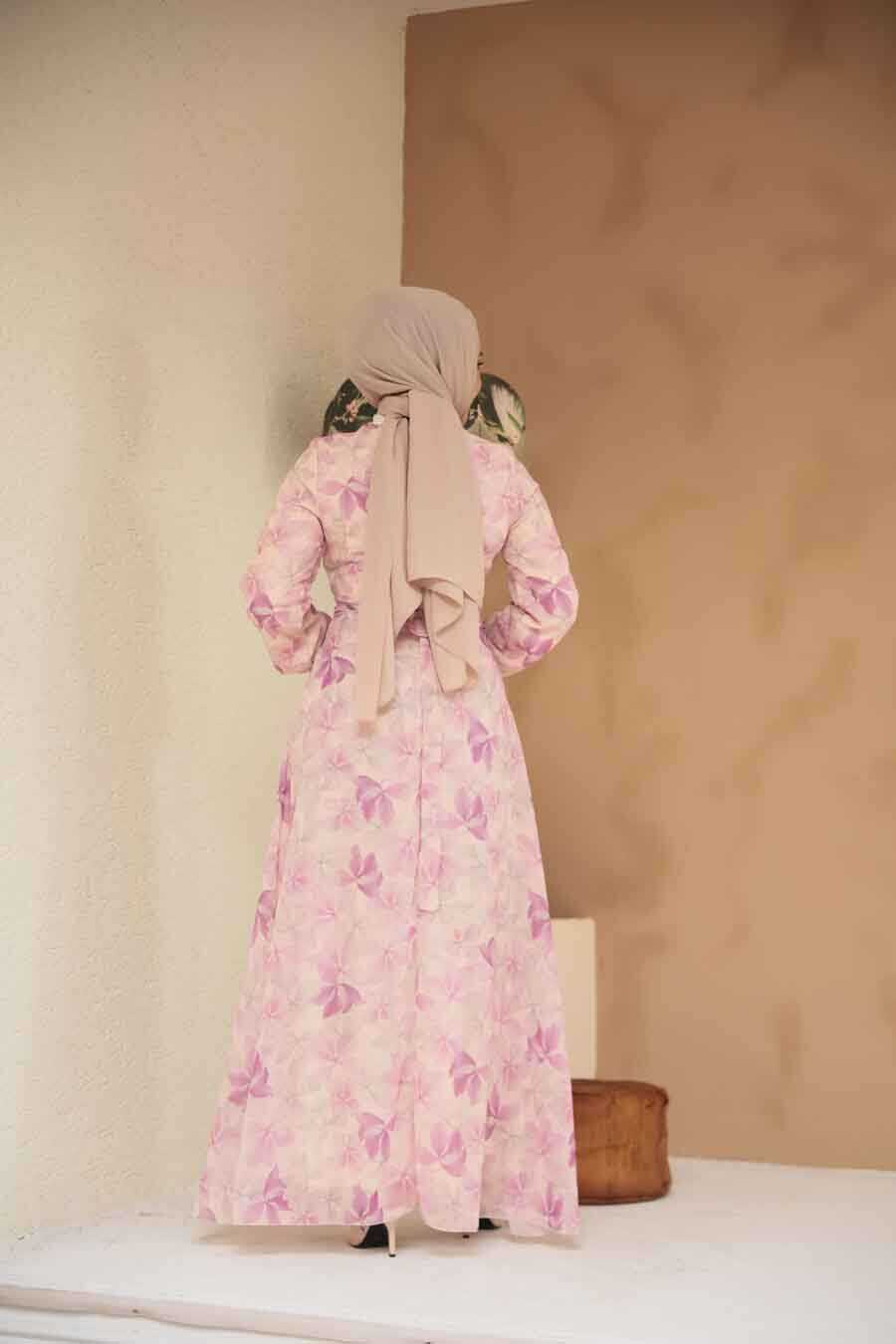Modest Dusty Rose Floral Dress