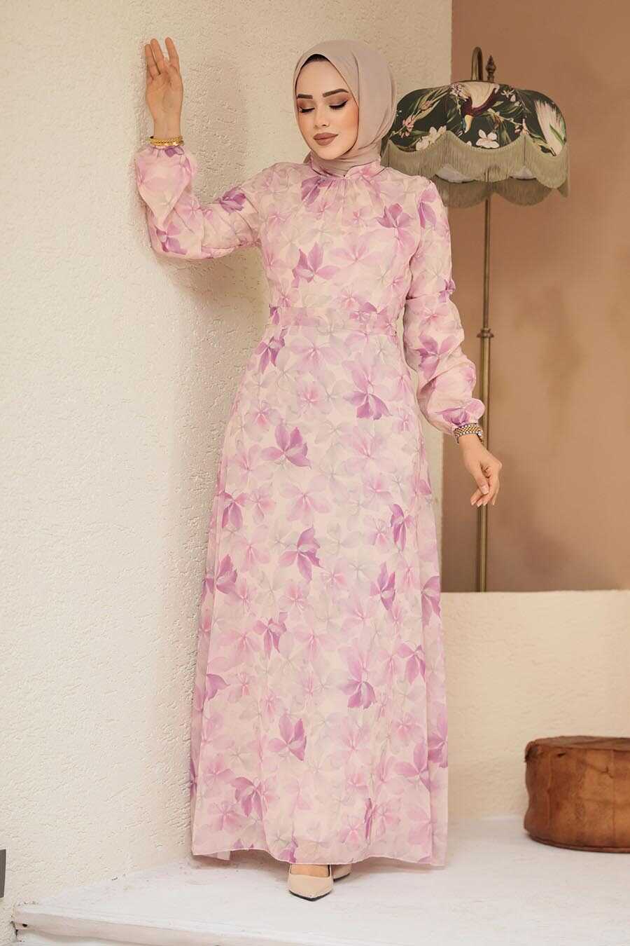 Modest Dusty Rose Floral Dress