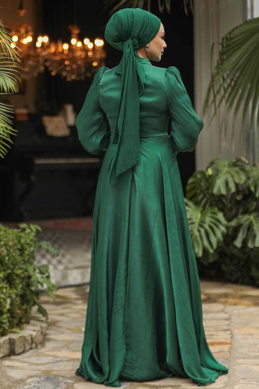 Modest Green Evening Dress