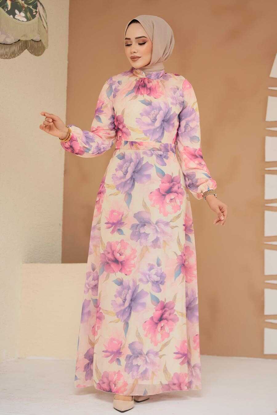 Modest Lila Floral Dress