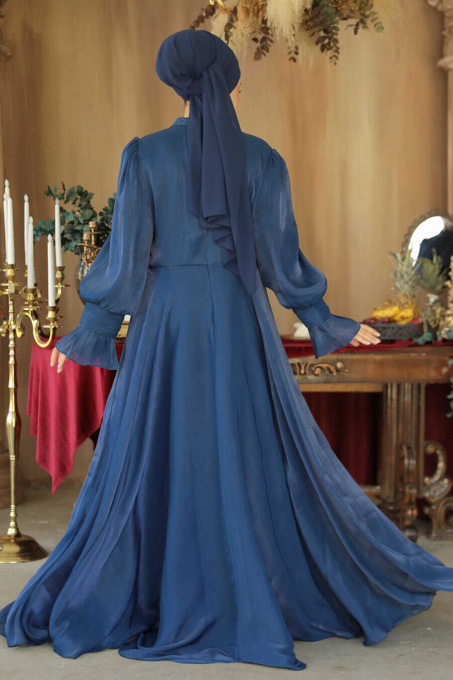 Modest Navy Blue Wedding Dress