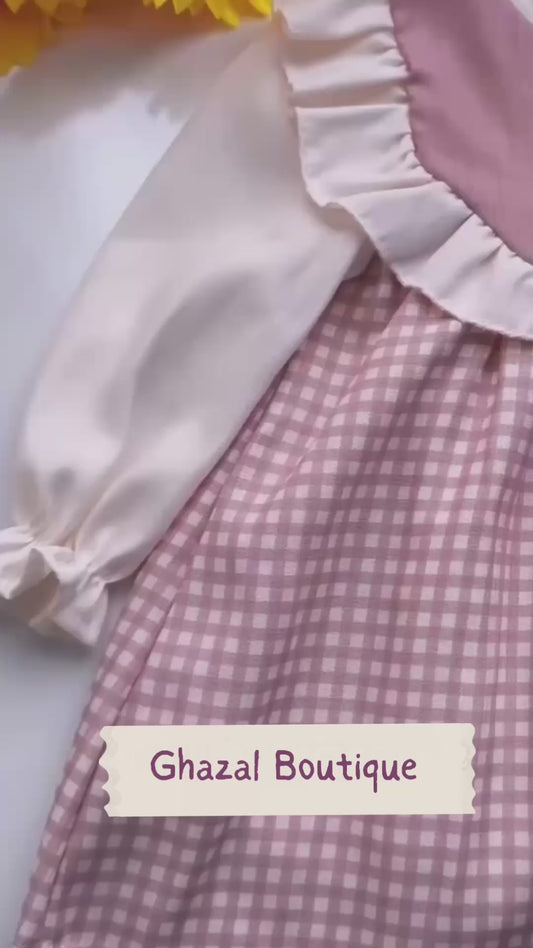Light Beige Gingham Bunny Dress (Sleeveless)